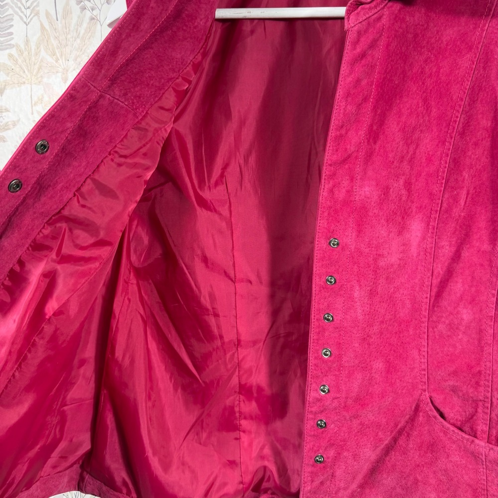 Christopher & Banks Magenta Pink Suede Leather Vest Button Front XL Vintage - Picture 11 of 15